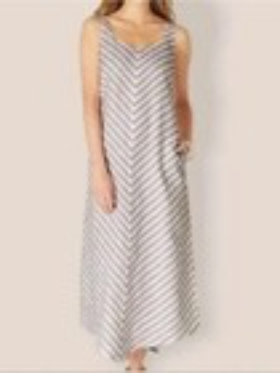 J. Jill Dresses & Skirts - Love Linen Long Dress Brown White Chevron Stripe L J JIll Sleeveless